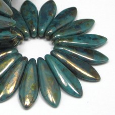 5/16mm Two Hole Dagger Persian Turquoise-Bronze Picasso